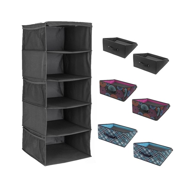 5 Shelf Closet Organizer - Black/Hanging Shelves - Picture 6 of 6